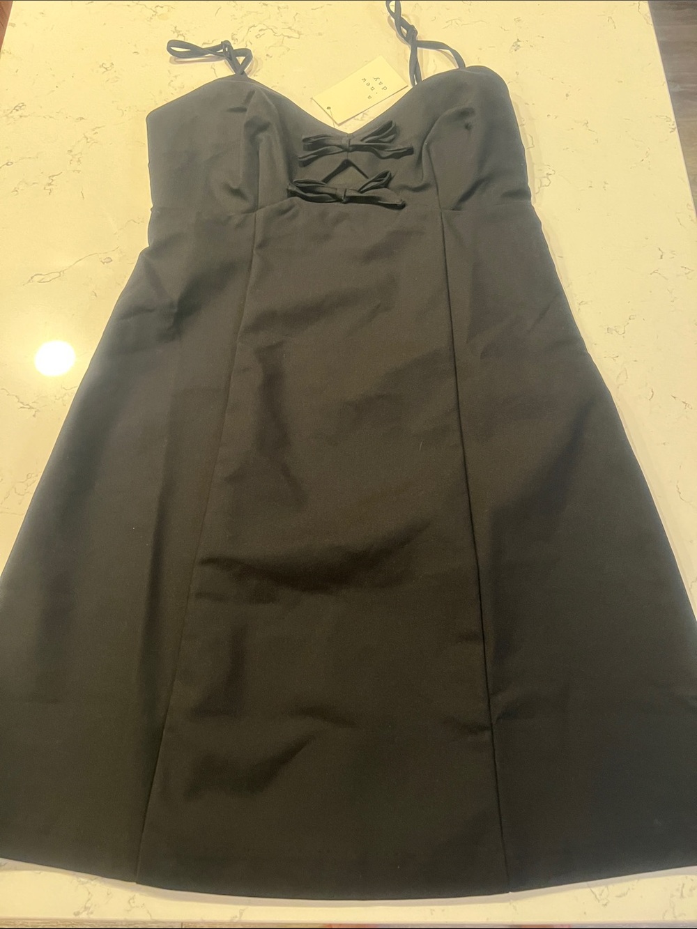 a new day Black Mini Dress with Bow-Front Sweetheart Neckline